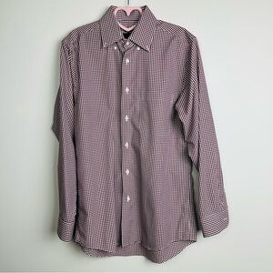 Pronto Uomo Black and White Gingham Plaid Button Down Shirt